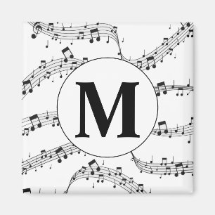 Monogramm für die Schwarzweiß-Musiknote Magnet