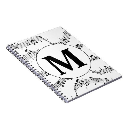 Monogramm für die Schwarzweiß-Musiknote Notizblock (Rechte Seite)