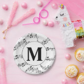 Monogramm für die Schwarzweiß-Musiknote Pappteller (Party)