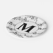 Monogramm für die Schwarzweiß-Musiknote Pappteller (Schrägansicht)