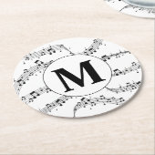 Monogramm für die Schwarzweiß-Musiknote Runder Pappuntersetzer (Angewinkelt)