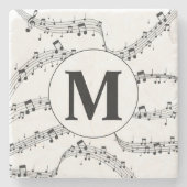 Monogramm für die Schwarzweiß-Musiknote Steinuntersetzer (Vorderseite)