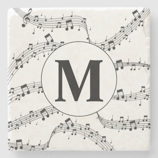 Monogramm für die Schwarzweiß-Musiknote Steinuntersetzer (Vorderseite)