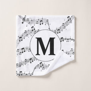 Monogramm für die Schwarzweiß-Musiknote Waschlappen