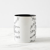 Monogramm für die Schwarzweiß-Musiknote Zweifarbige Tasse (Mittel)