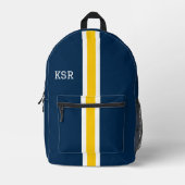 Monogramm für die Uni Mais und Blaustreifen Bedruckter Rucksack (Vorderseite)
