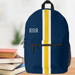 Monogramm für die Uni Mais und Blaustreifen Bedruckter Rucksack