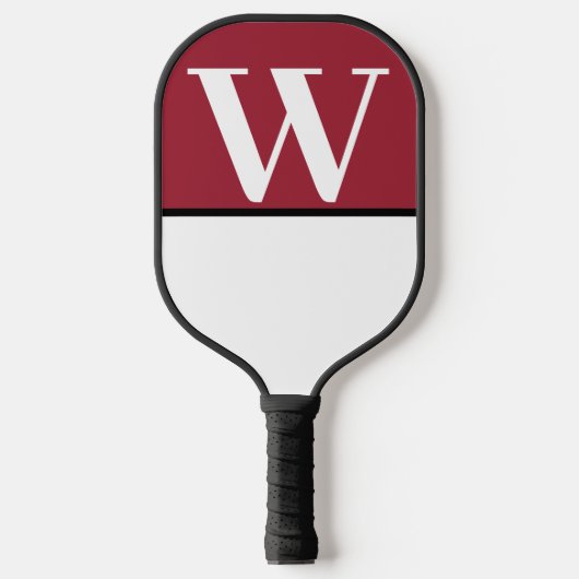 Monogramm für die Uni Rot und Weiß Pickleball Schläger (Vorderseite)