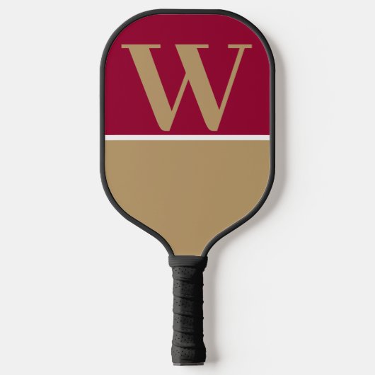 Monogramm für die Uni von Gold und Maron Pickleball Schläger (Vorderseite)