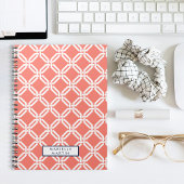 Monogramm für die Verbindung von Korallen und Navy Notizblock