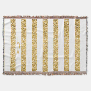 Monogramm für die weißen Streifen des Glitzer Gold Decke