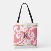 Monogramm für die weißliche und korallenfarbene Bl Tasche (Rückseite)