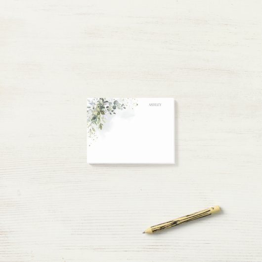 Monogramm für dunkelblaue Aquarellfarbe Post-it Klebezettel (Auf Schreibtisch)