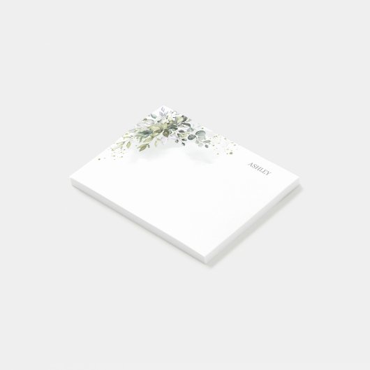 Monogramm für dunkelblaue Aquarellfarbe Post-it Klebezettel (angewinkelt)