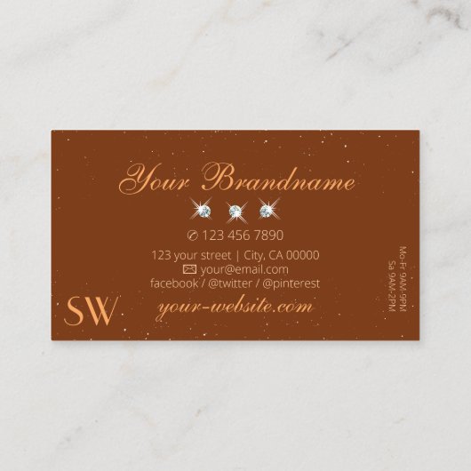 Monogramm für Edelorange und Braunfärbung von Diam Visitenkarte (Rückseite)