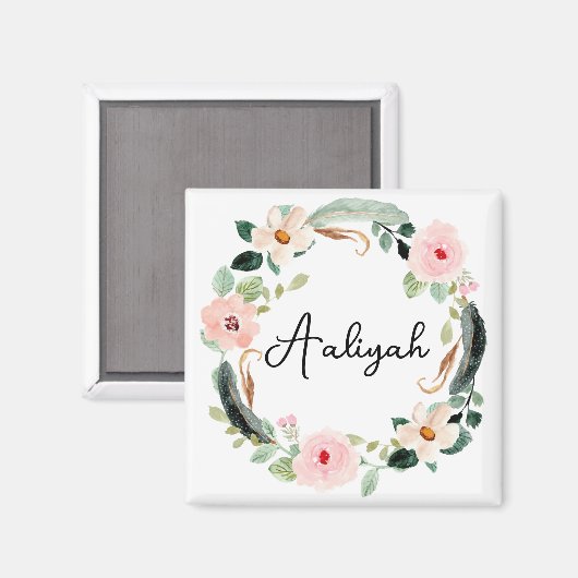 Monogramm für einen schönen Blumennamen Magnet (Vorderseite/Rückseite)