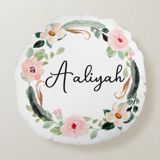 Monogramm für einen schönen Blumennamen Rundes Kissen (Vorderseite)