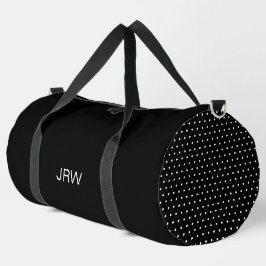 Monogramm für einfache schwarze und weiße Punkte Duffle Bag