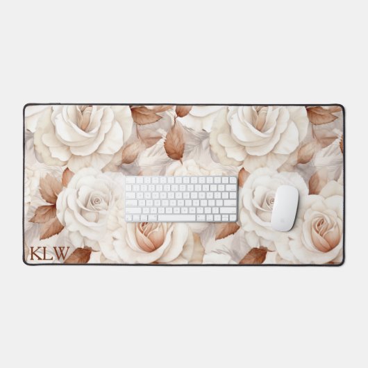 Monogramm für elegante Beige- und Rostfarben Schreibtischunterlage (Tastatur & Maus)