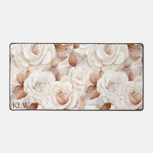 Monogramm für elegante Beige- und Rostfarben Schreibtischunterlage (Vorderseite)