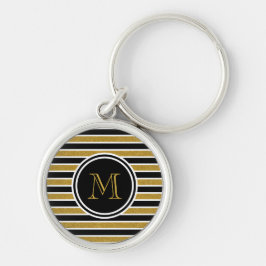 Monogramm für elegante Gold-Glitzer-Streifen Schlüsselanhänger