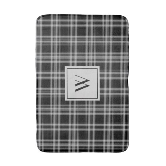 Monogramm für elegante Karierte Karos in Schwarz u Badematte (Vorderseite Vertikal)