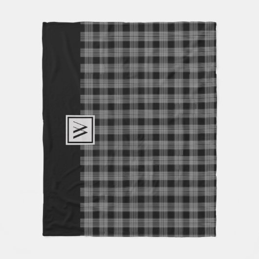 Monogramm für elegante Karierte Karos in Schwarz u Fleecedecke (Vorderseite)