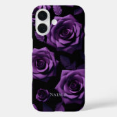 Monogramm für elegante Lila Rose Case-Mate iPhone Hülle (Rückseite)