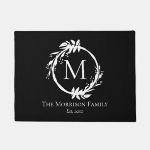 Monogramm für elegante Schwarz-weiße Namen der K Fußmatte