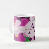 Monogramm für elegante Tropical Floral Gold Name Kaffeetasse (Vorderseite Links)