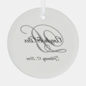 Monogramm für Extravagantes Schwarzweiß-Script Ornament Aus Glas (Rückseite)