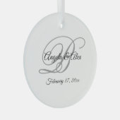 Monogramm für Extravagantes Schwarzweiß-Script Ornament Aus Glas (Vorderseite Rechts)