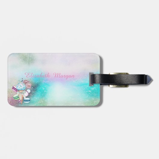 Monogramm für farbige Eiscreme Gepäckanhänger (Rückseite horizontal)