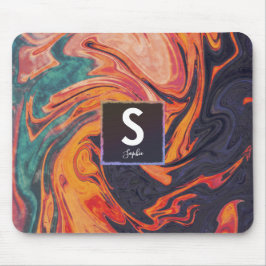 Monogramm für flüssige Elegant-Marmornamen Mousepad