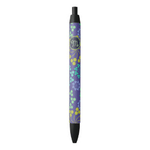 Monogramm für Funky Abstrakt Blue Floral Kugelschreiber