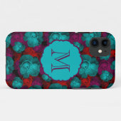 Monogramm für Funky Bold-Rose Case-Mate iPhone Hülle (Rückseite (Horizontal))