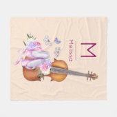 Monogramm für Geige, Ballettschuhe und Schmetterli Fleecedecke (Vorderseite (Horizontal))