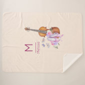 Monogramm für Geige, Ballettschuhe und Schmetterli Sherpadecke (Vorderseite (Horizontal))