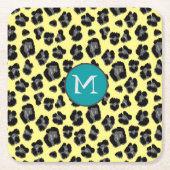 Monogramm für Gelb und Grauleopard Rechteckiger Pappuntersetzer (Vorderseite)