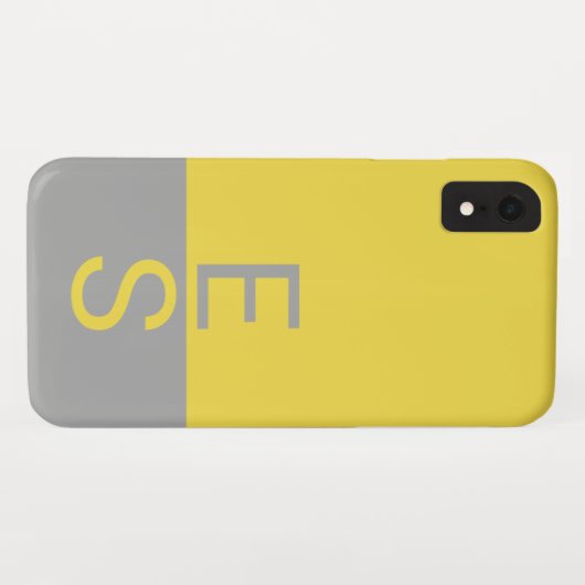 Monogramm für gelbe und graue moderne Initialen Case-Mate iPhone Hülle (Rückseite (Horizontal))