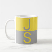 Monogramm für gelbe und graue moderne Initialen Kaffeetasse (Links)