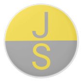 Monogramm für gelbe und graue moderne Initialen Keramikknauf (Vorderseite)