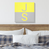Monogramm für gelbe und graue moderne Initialen Leinwanddruck (Insitu (Schlafzimmer))