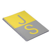 Monogramm für gelbe und graue moderne Initialen Notizblock (Rechte Seite)