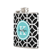 Monogramm für geometrische schwarze und türkisfarb flachmann (Links)