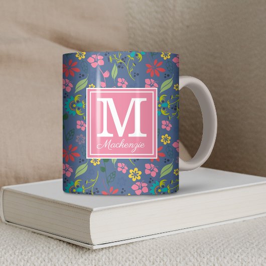 Monogramm für Girl-Bohemische Blume Kaffeetasse