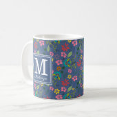 Monogramm für Girl-Bohemische Blume Kaffeetasse (Vorderseite Links)