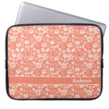 Monogramm für Girly Coral Peach Tropical Blume