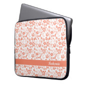 Monogramm für Girly Coral Peach Tropical Blume Laptopschutzhülle (Vorderseite Links)