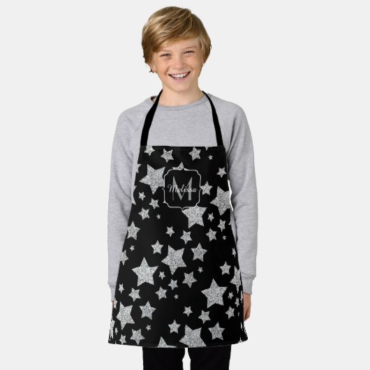 Monogramm für Glitzern aus Silber-Glitzer Schürze (Getragen)